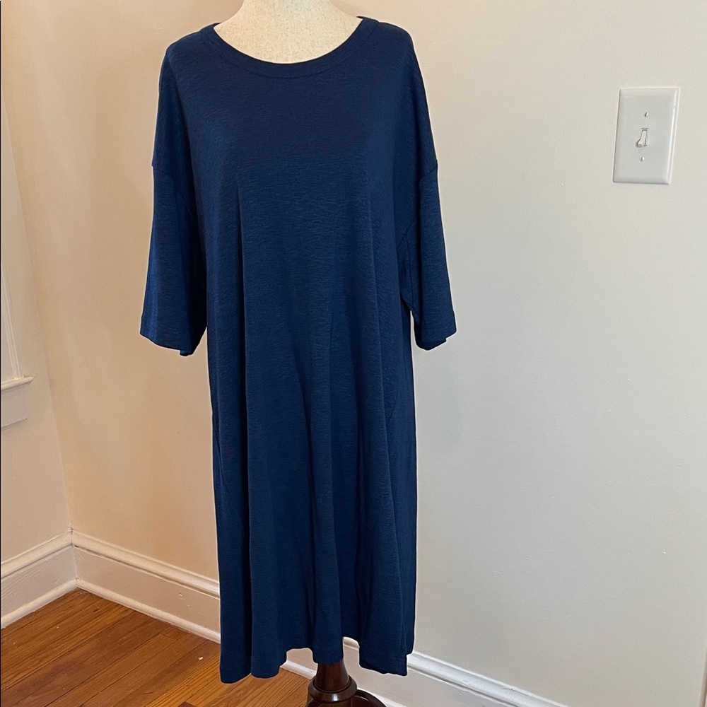 COS 100% Cotton Sheath Dress Navy Blue Oversized Minimalist NWT Size M